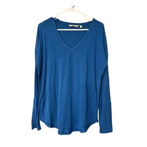 Athleta V Neck Long Sleeve Top Womens Small Blue Relaxed‎ Everyday